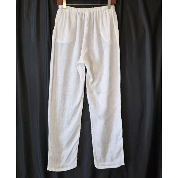 CP Shades Womens Designer 100% Linen White Semi Sheer Ari Pants Small - Picture 7 of 8